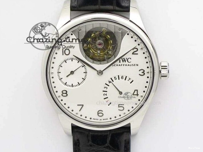 MIROTIME 0331 Sustainable Portuguese IW5444 SS White Dial RG Numbers On Brown Leather Strap A 7256